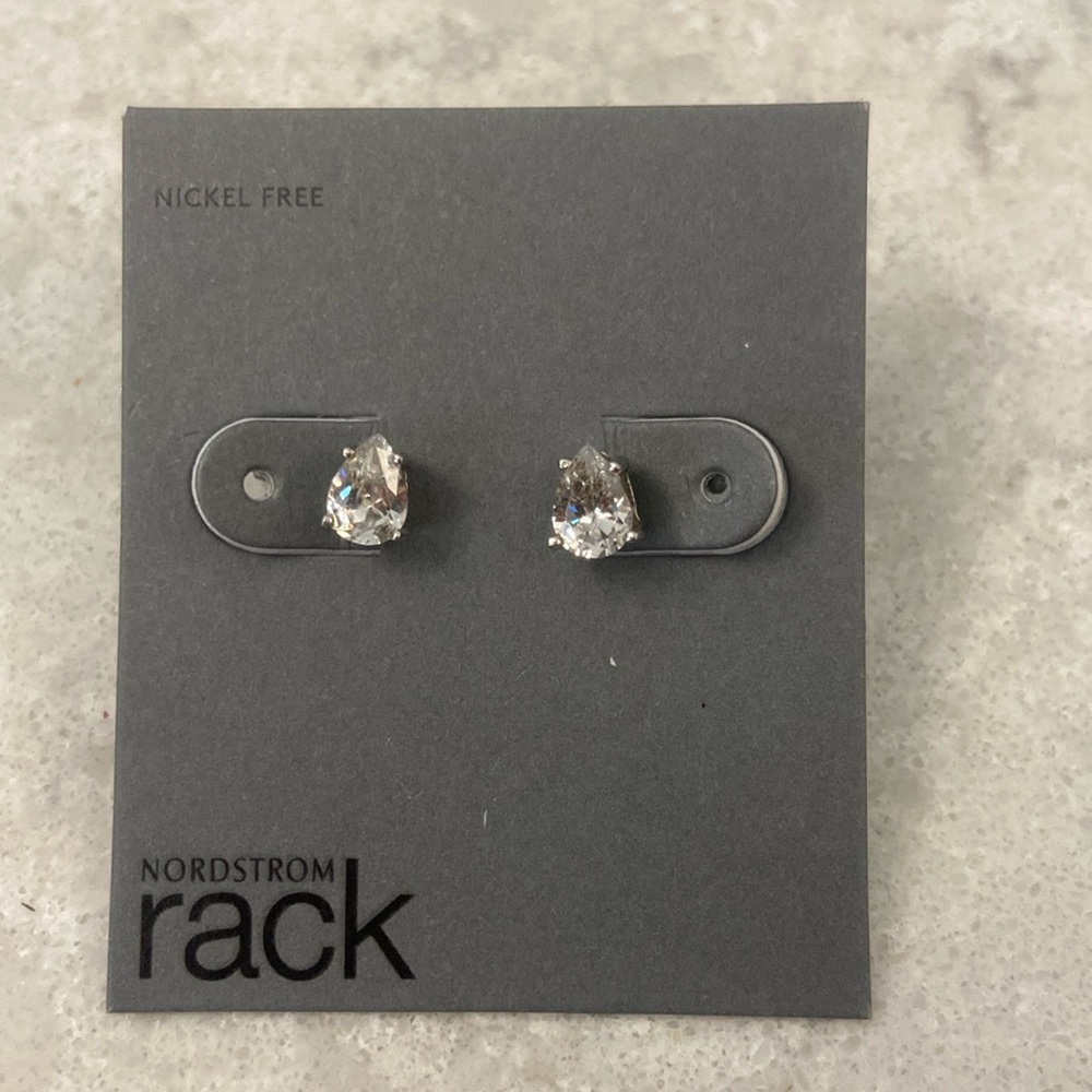 Sale 2/$10* Cubic zirconia pear shaped earrings (pierced). Like-new.